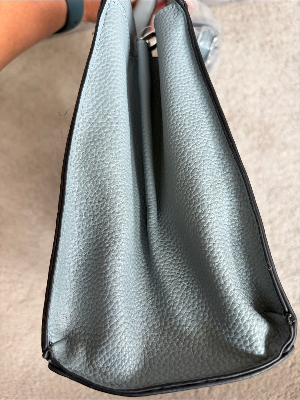 Tahari Light Grey Structured Tote Shoulder Bag NWT - Picture 6 of 8